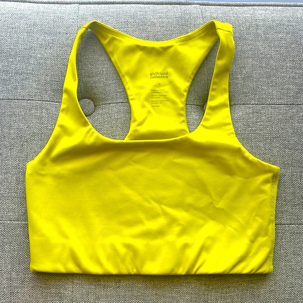 Girlfriend Collective Paloma Sports Bra - Small, Neon Yellow